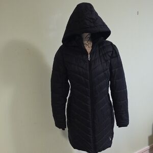 Spyder Black Hooded Puffer Coat